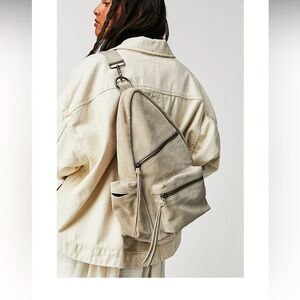 Free People Oxford Suede Leather Convertible Backpack/Sling Bag